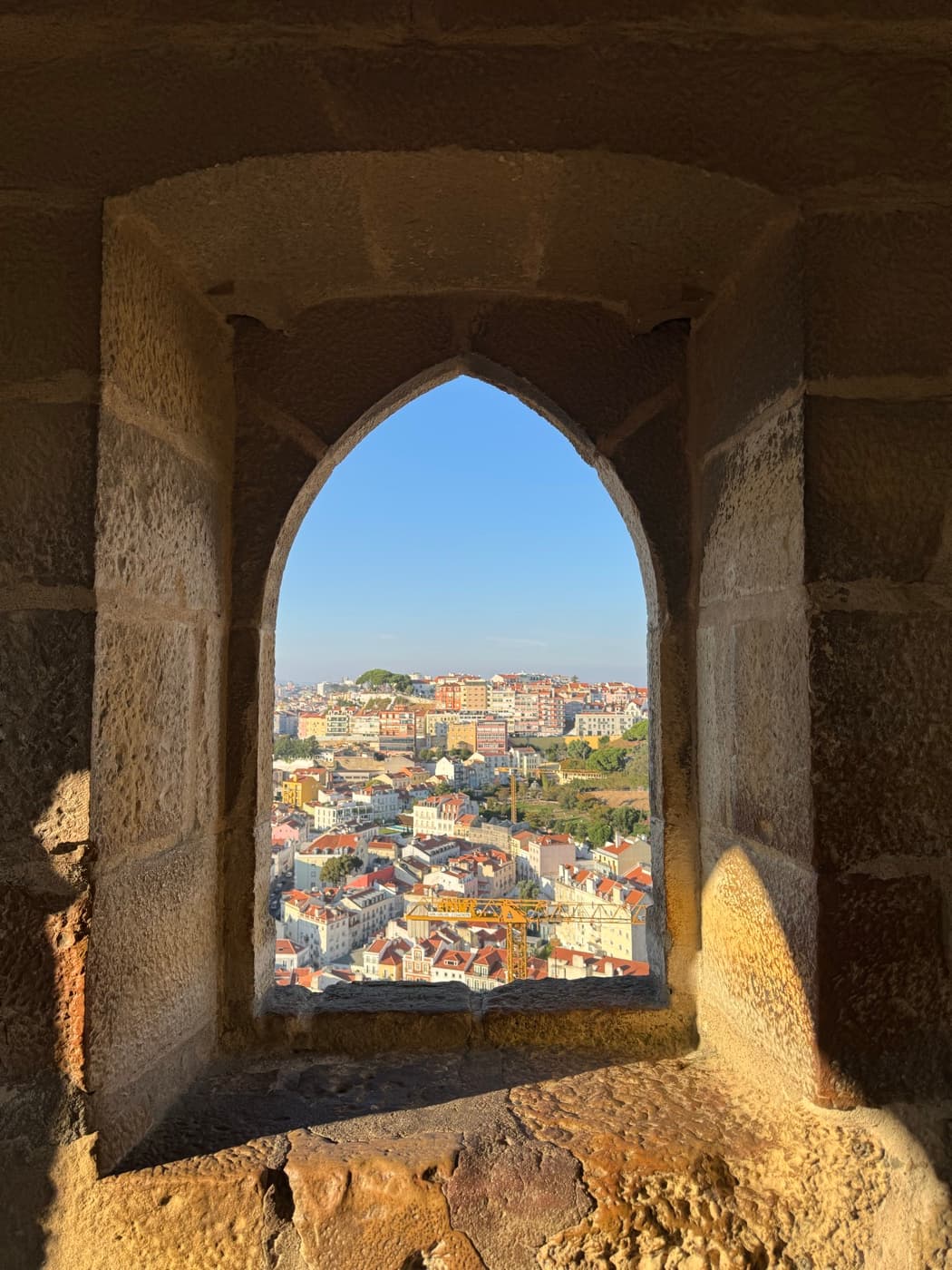 View of Lisbon through a castle window